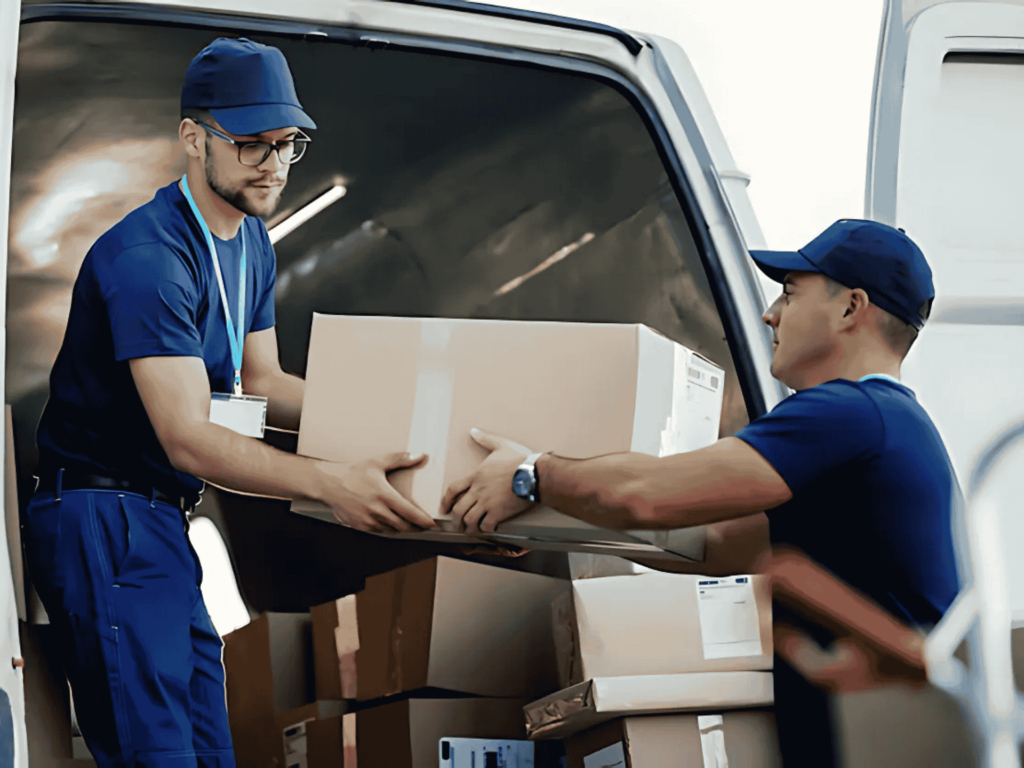 Expert movers from Clockwork Moving handling packages carefully in Lake Wylie, SC.